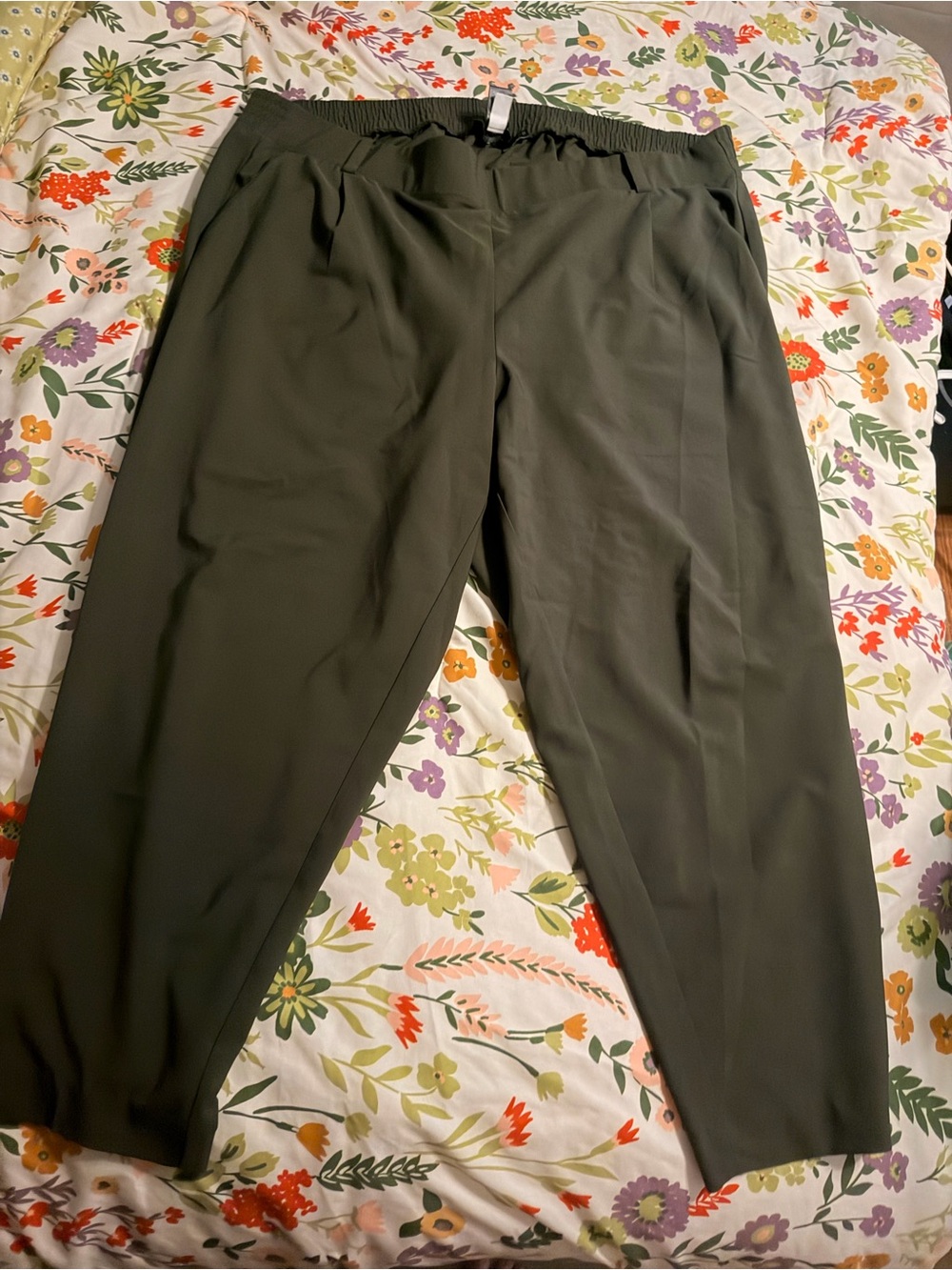 Olive Green Stretch Dress Pants